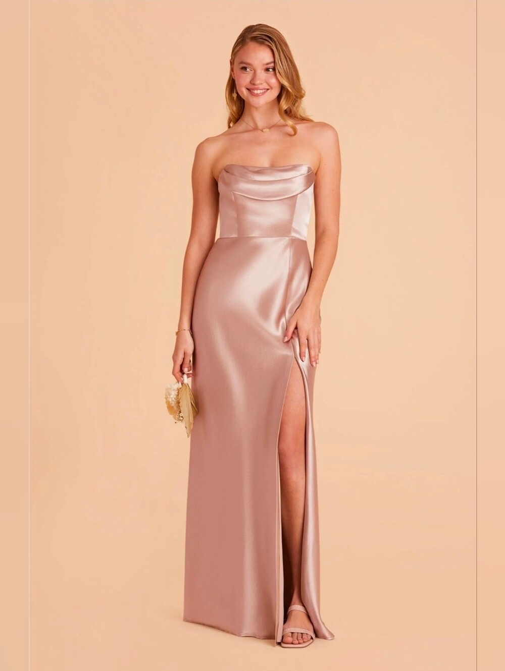 Birdy Grey Mia Dress Shiny Satin Taupe Medium